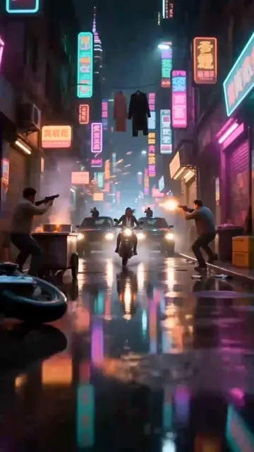 Neon Alley Motorcycle Freeze