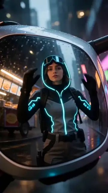 Rogue Data-Courier Hoverboard Cyberpunk POV
