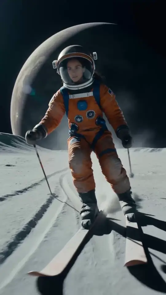 Lunar Plain Astronaut Skiing