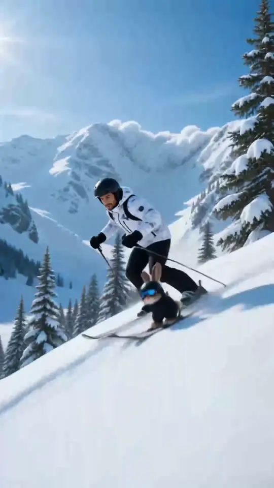 Skiing Rabbit Avalanche Escape Comedy
