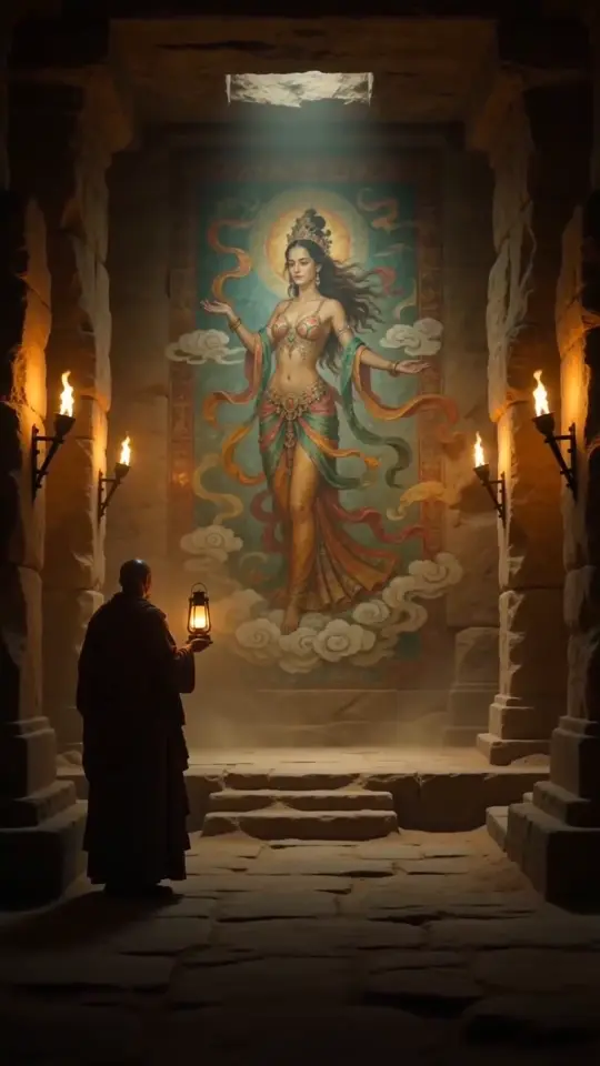 Mural Apsara Goddess Awakens Statue