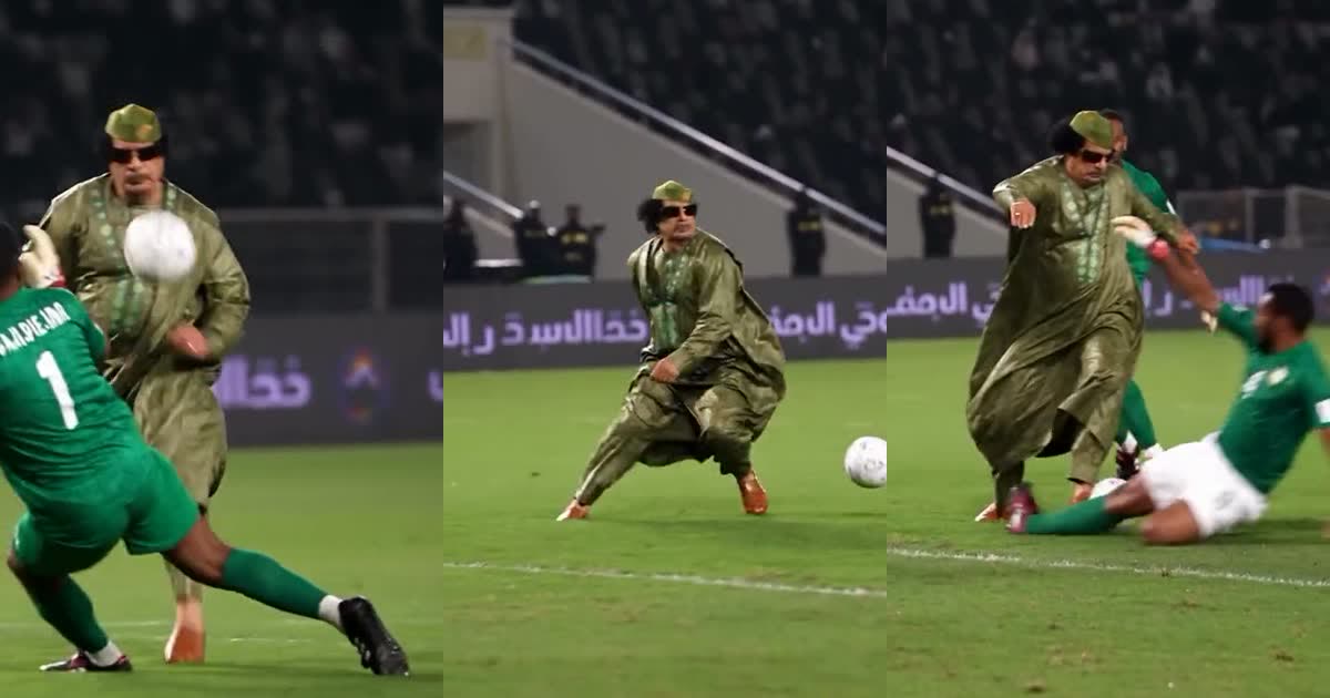 Three moments from an Ozil goal AI video: the ball lifted over a diving goalkeeper, a run with the ball across the pitch, and a defender sliding in too late